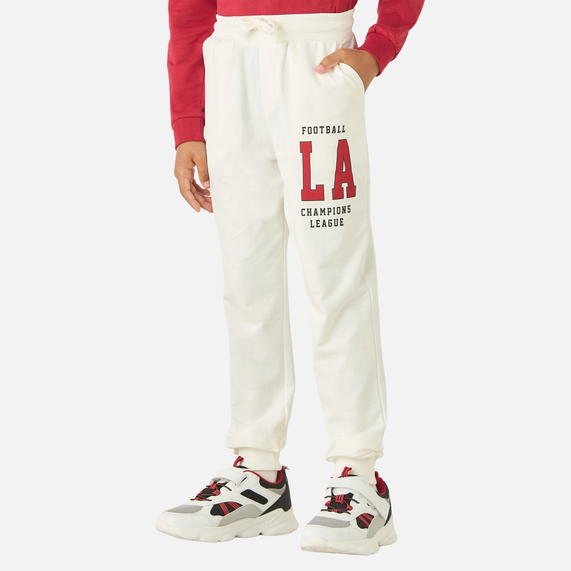 Juniors Typography Print Joggers with Drawstring Closure