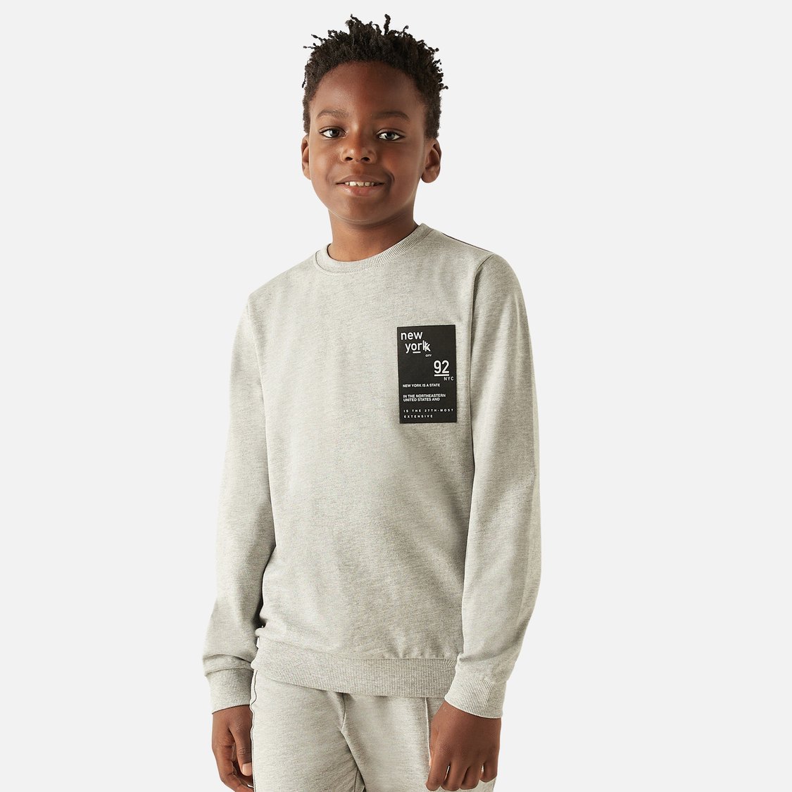 Juniors Printed Pullover with Crew Neck and Long Sleeves