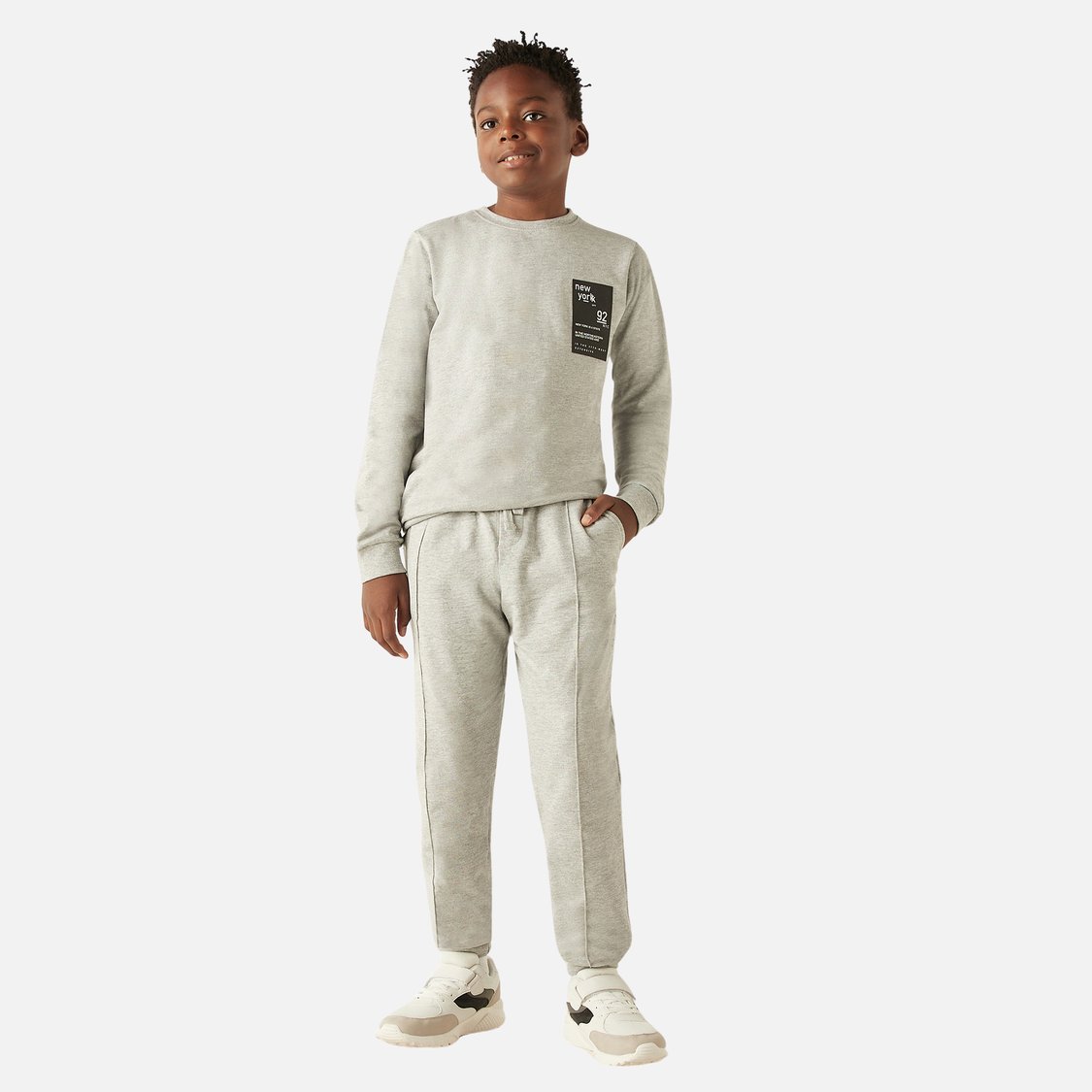 Juniors Printed Pullover with Crew Neck and Long Sleeves