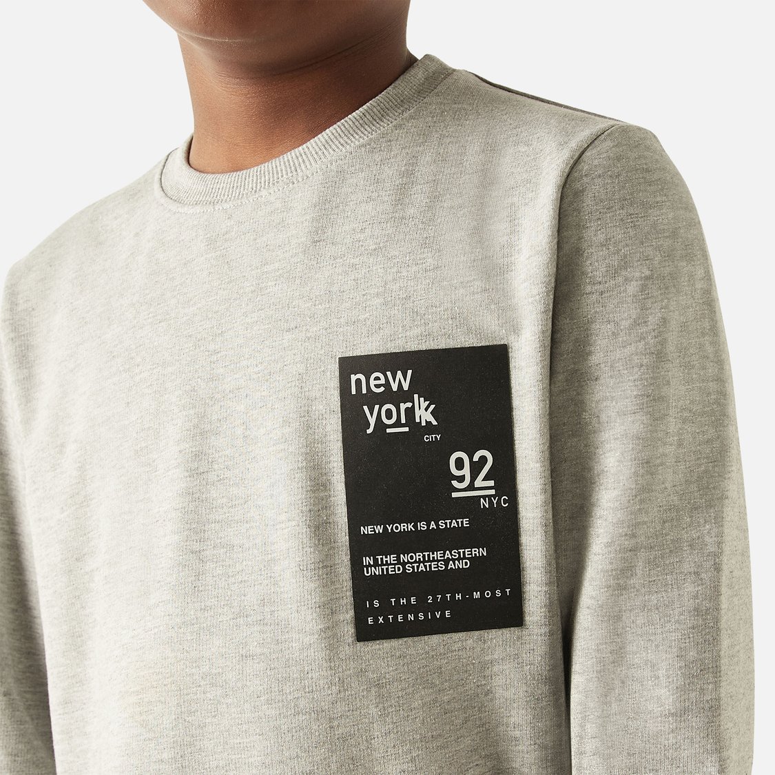 Juniors Printed Pullover with Crew Neck and Long Sleeves