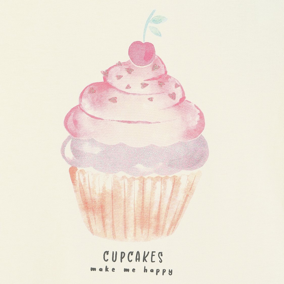 Juniors Cupcake Print T-shirt with Short Sleeves