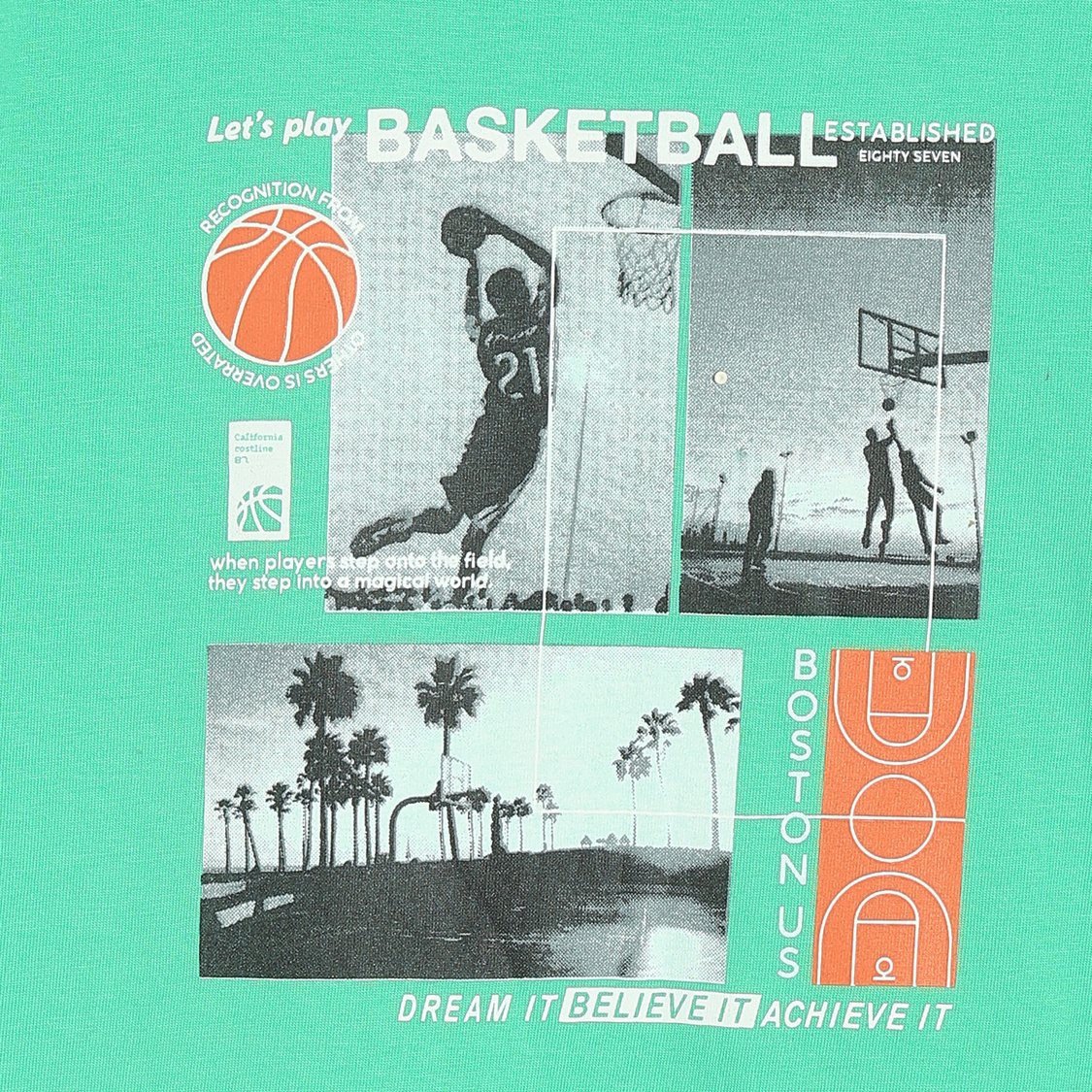 Juniors Basketball Print Short Sleeve T-shirt