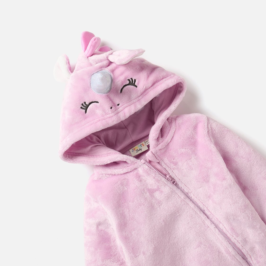 Juniors Applique Detail Romper with Hood and Zip Closure