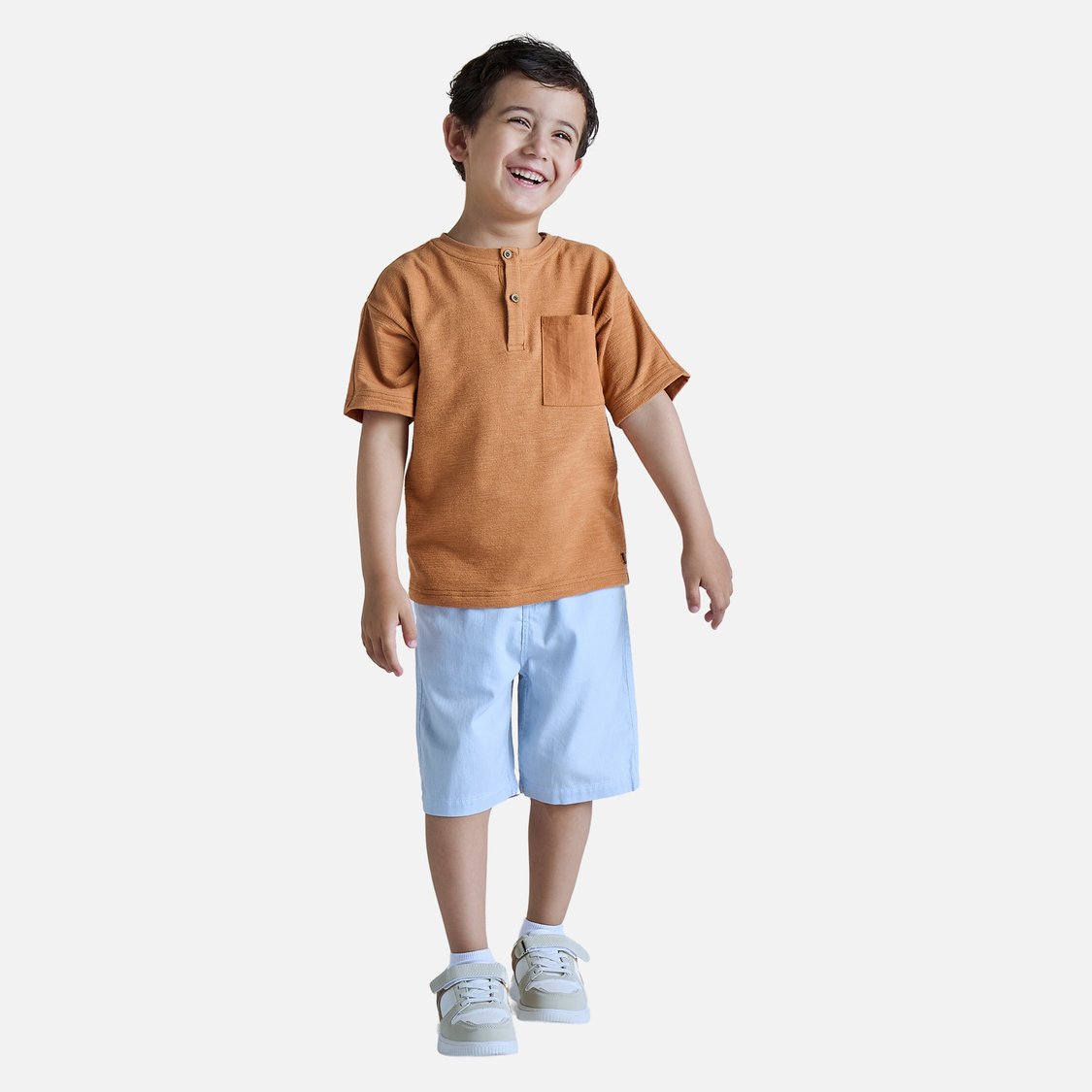 Juniors Solid Shorts with Pockets and Button Closure