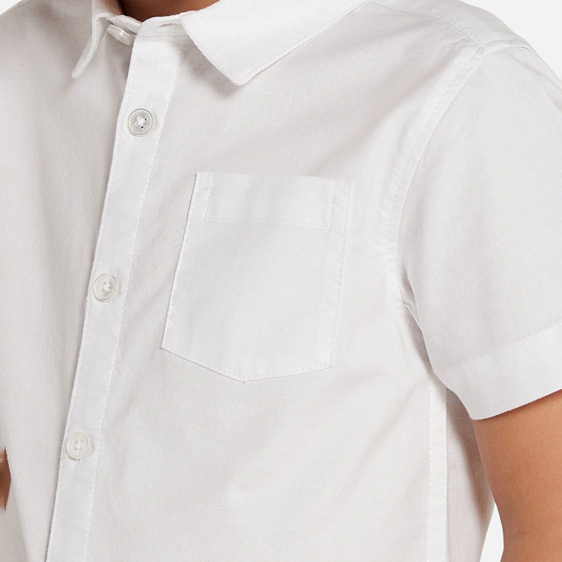 Juniors Solid Button Up Shirt with Chest Pocket