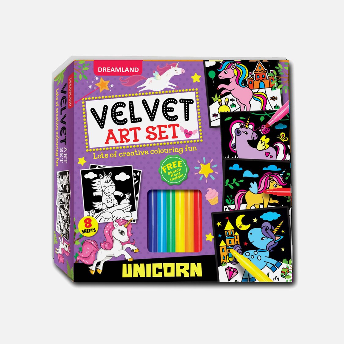 Dreamland Unicorn - Velvet Art Set With 10 Free Sketch Pens