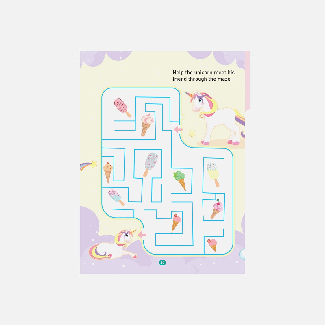 Dreamland Unicorn Activity and Colouring Book - Die Cut Animal Shaped Book