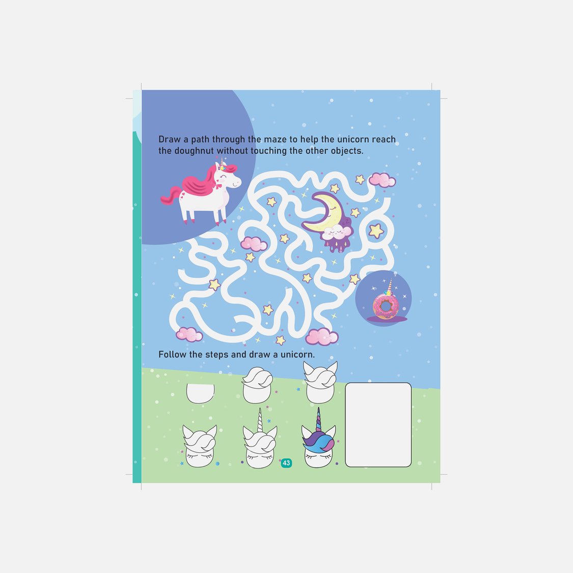 Dreamland Unicorn Activity and Colouring Book - Die Cut Animal Shaped Book
