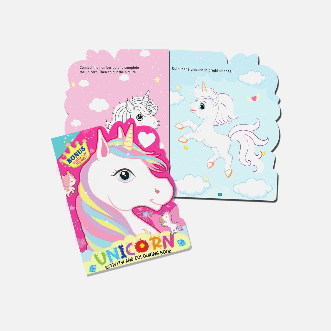 Dreamland Unicorn Activity and Colouring Book - Die Cut Animal Shaped Book