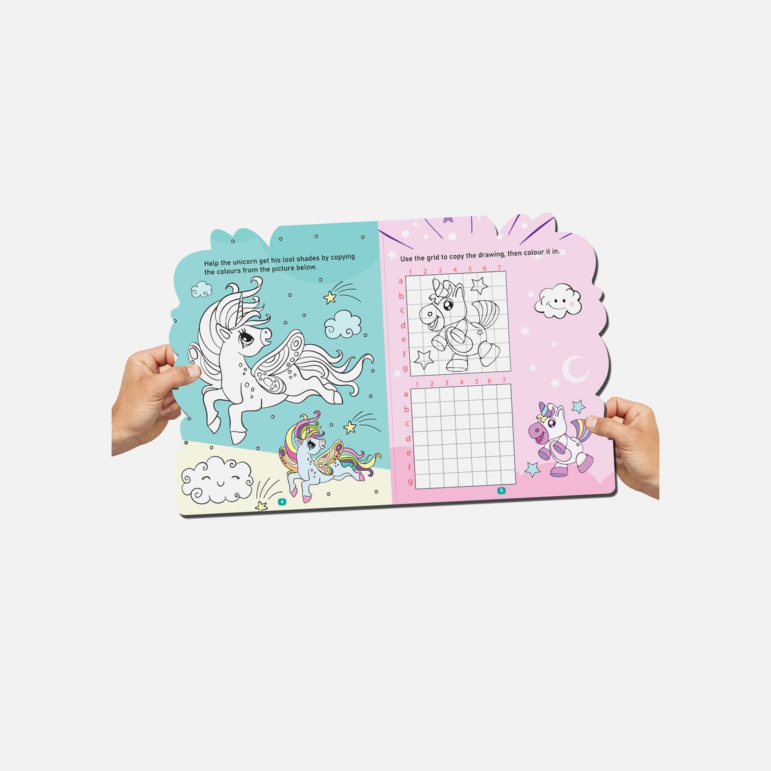 Dreamland Unicorn Activity and Colouring Book - Die Cut Animal Shaped Book