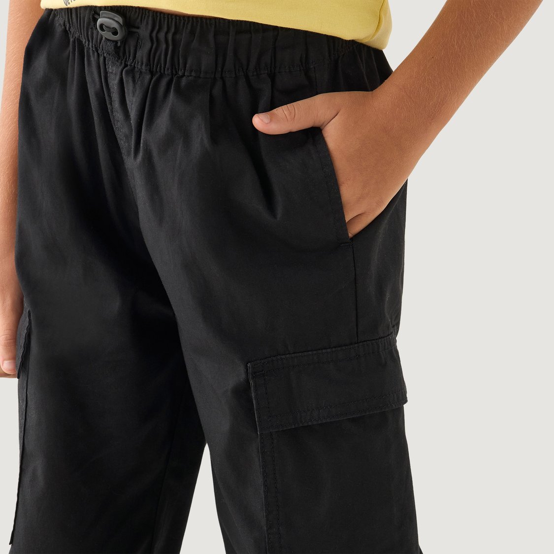 Juniors Solid Cargo Joggers with Elasticated Waistband