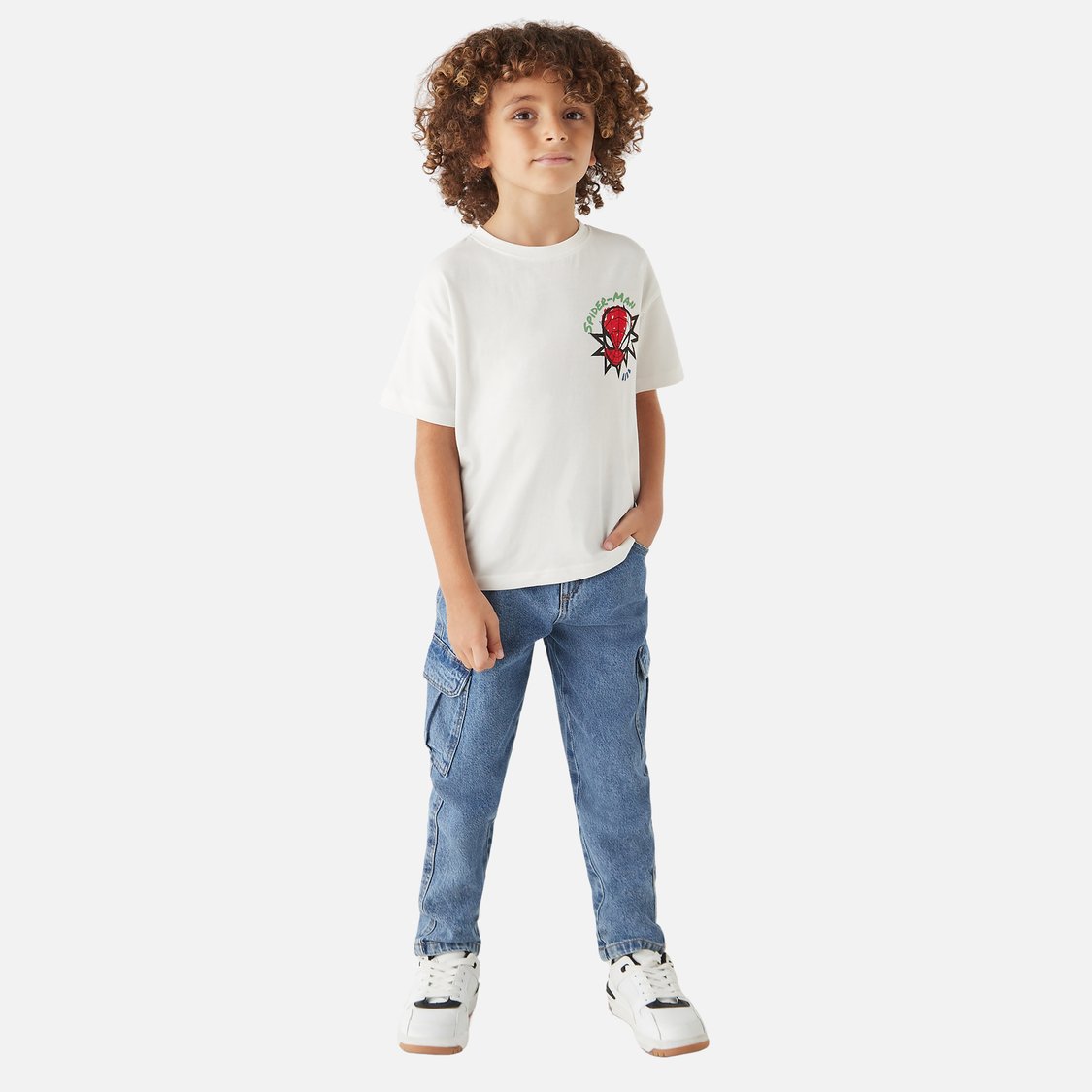 Juniors Boys' Solid Cargo Jeans with Pockets