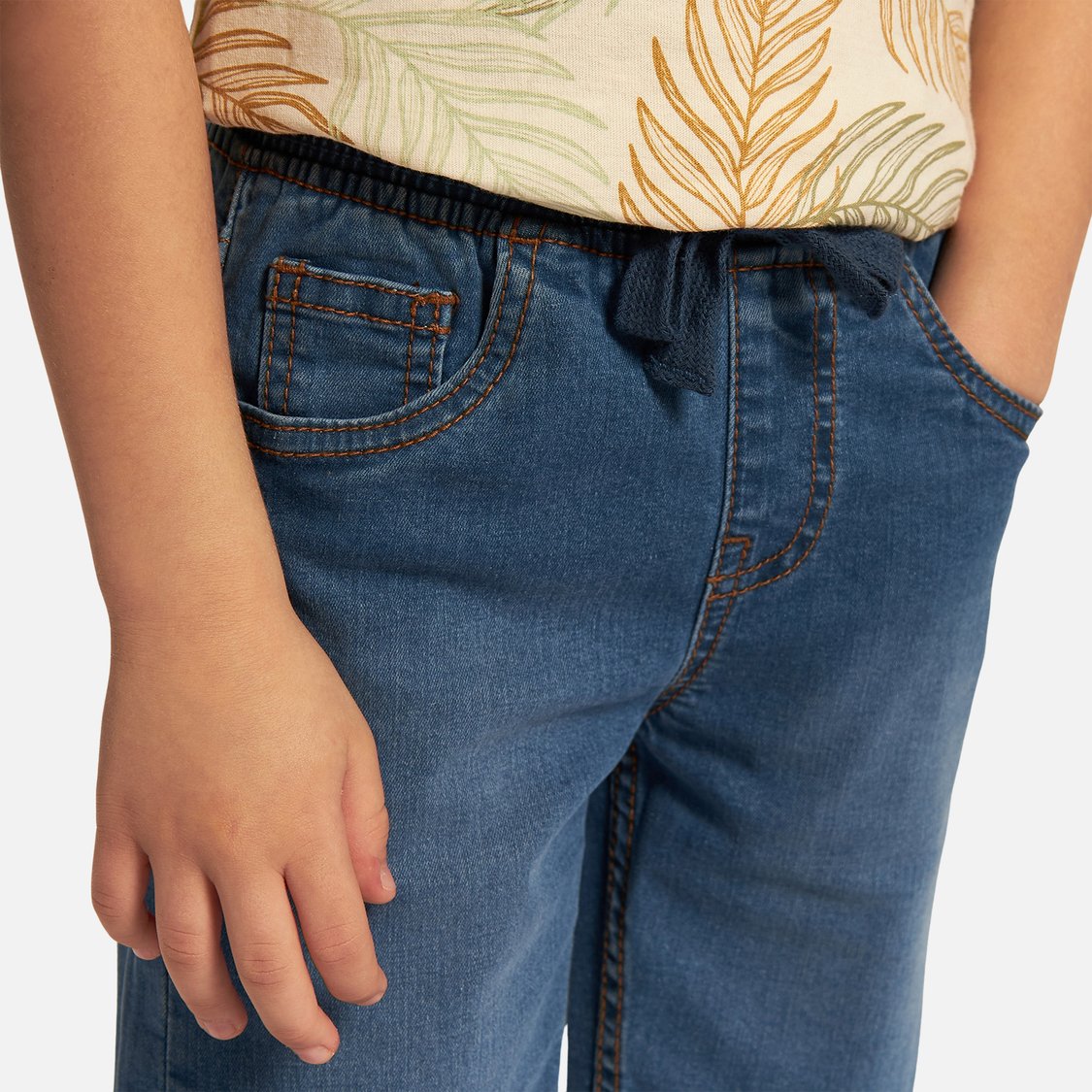 Juniors Solid Denim Shorts with Drawstring Closure and Pockets