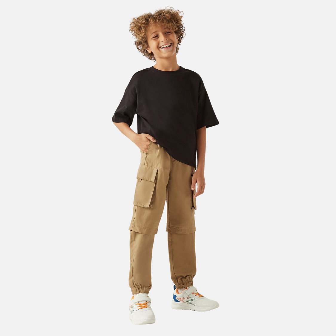 Juniors Solid Cargo Joggers with Drawstring Closure