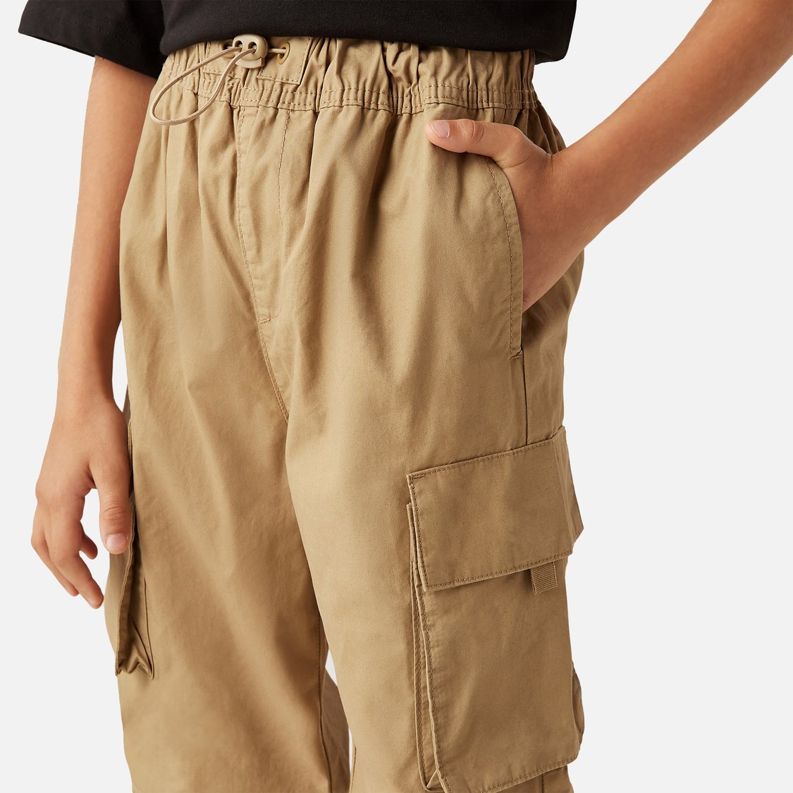 Juniors Solid Cargo Joggers with Drawstring Closure