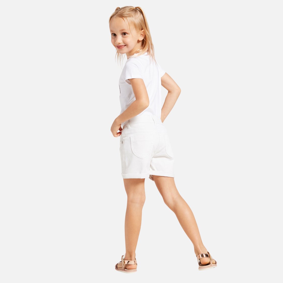 Juniors Solid Shorts with Pockets and Button Closure