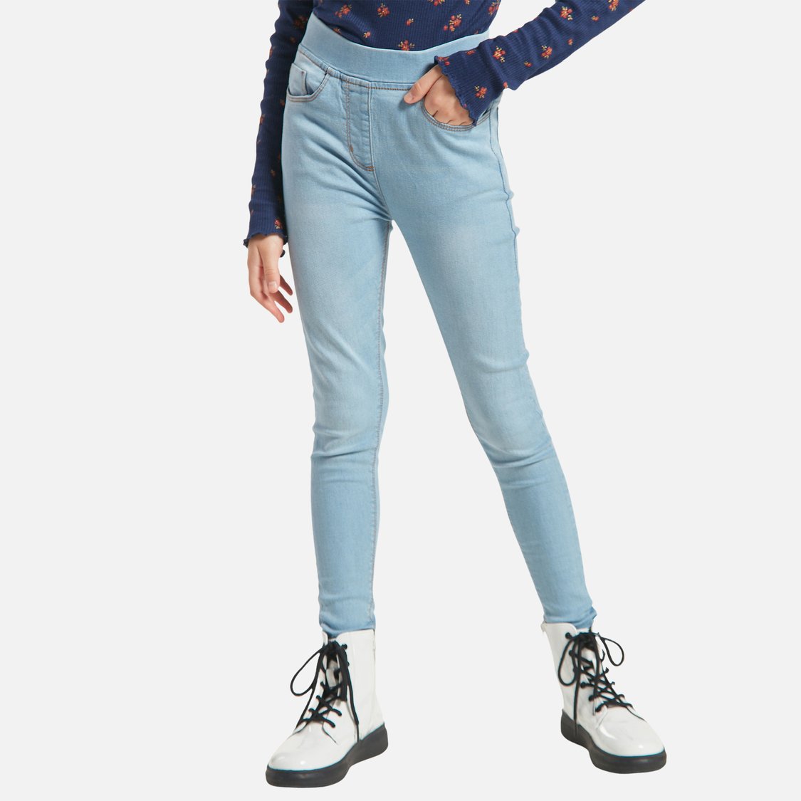 Juniors Girls' Blue Slim Fit Jeggings