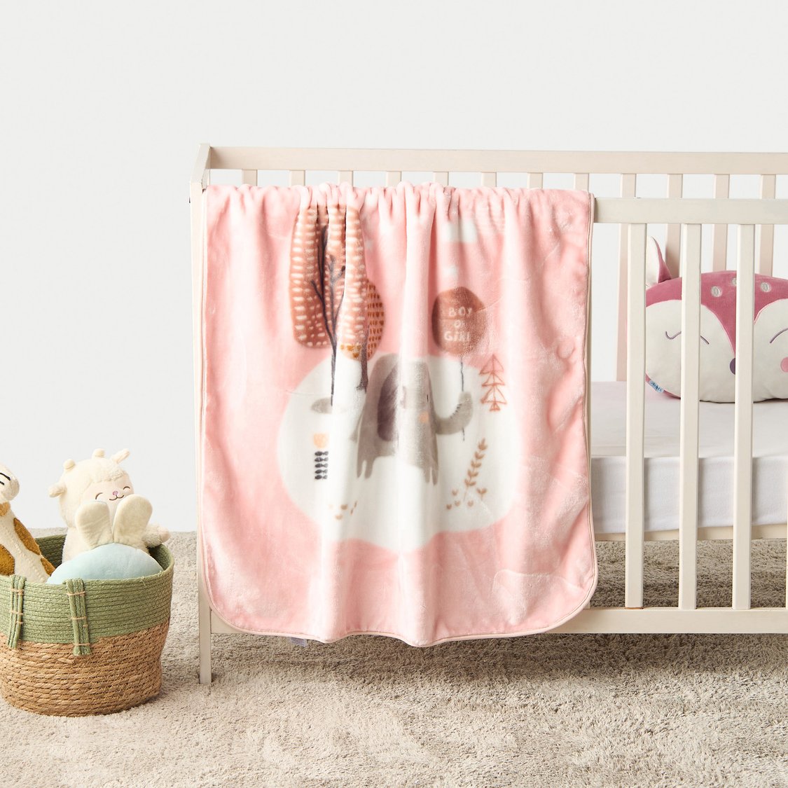 Juniors Elephant Print Baby Blanket - 80x100 cm
