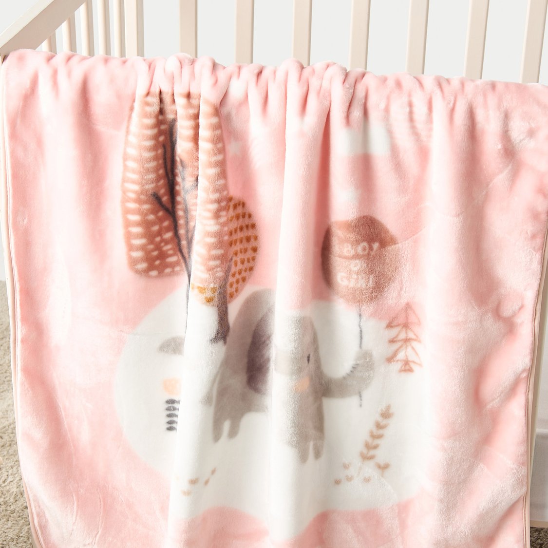 Juniors Elephant Print Baby Blanket - 80x100 cm