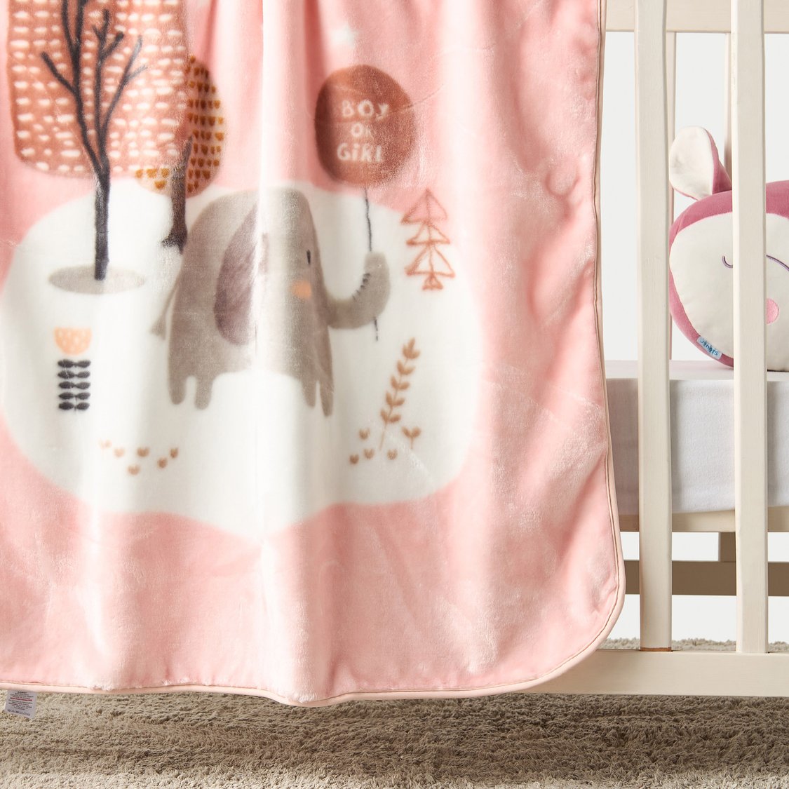 Juniors Elephant Print Baby Blanket - 80x100 cm