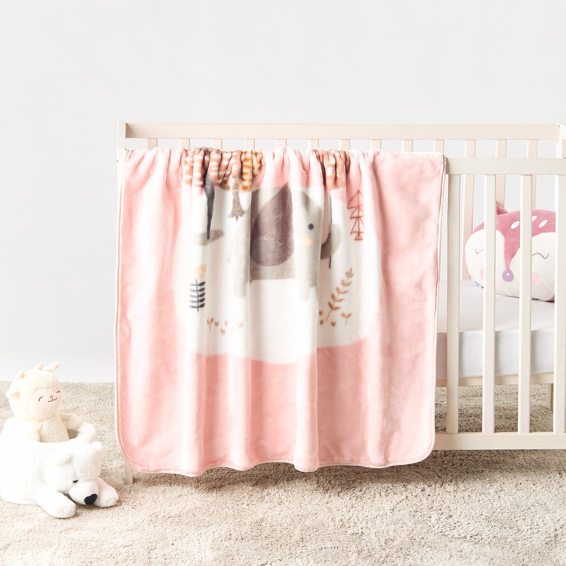 Juniors Elephant Print Large Raschel Blanket - 100x140 cm