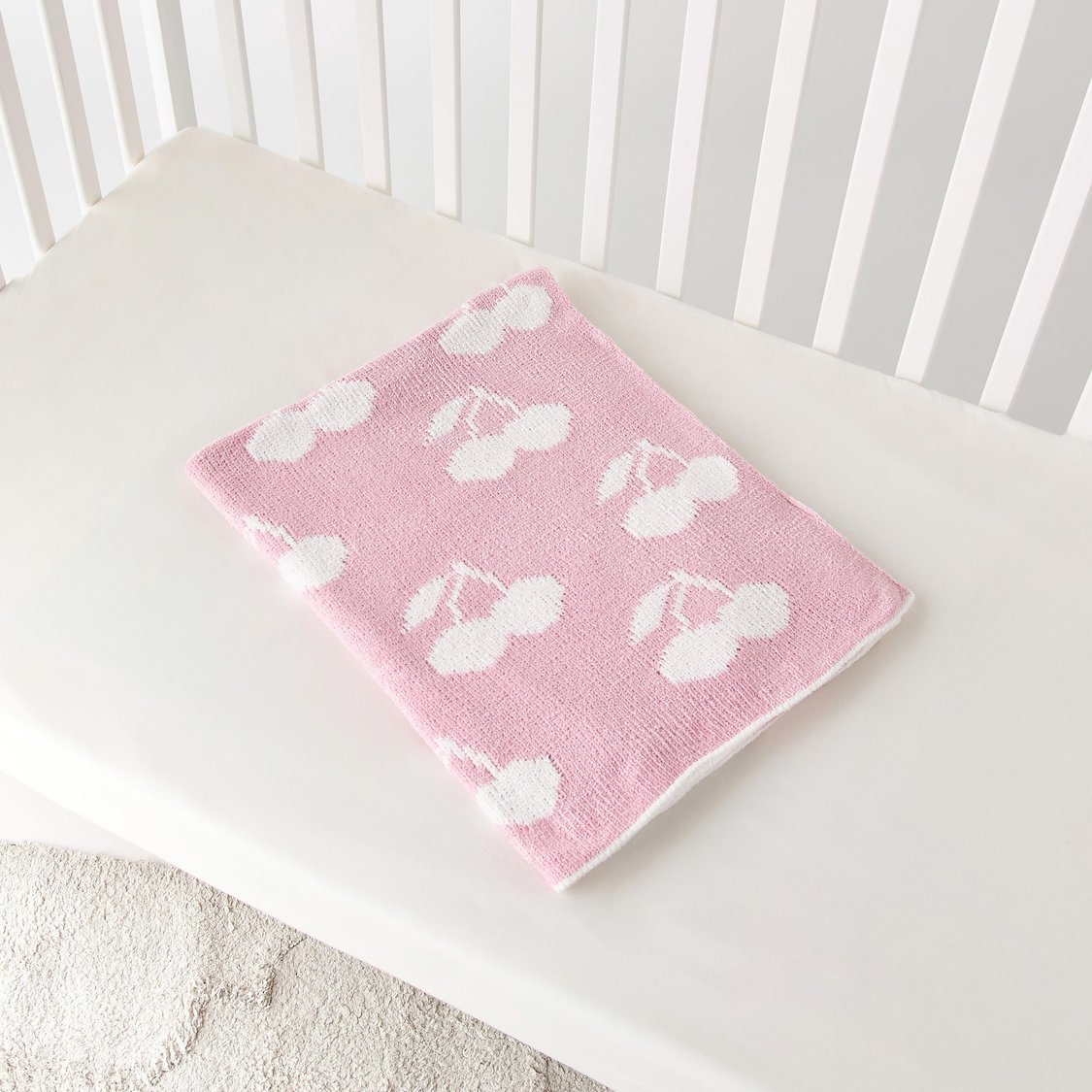 Juniors All-Over Cherry Print Raschel Blanket - 75x100 cm
