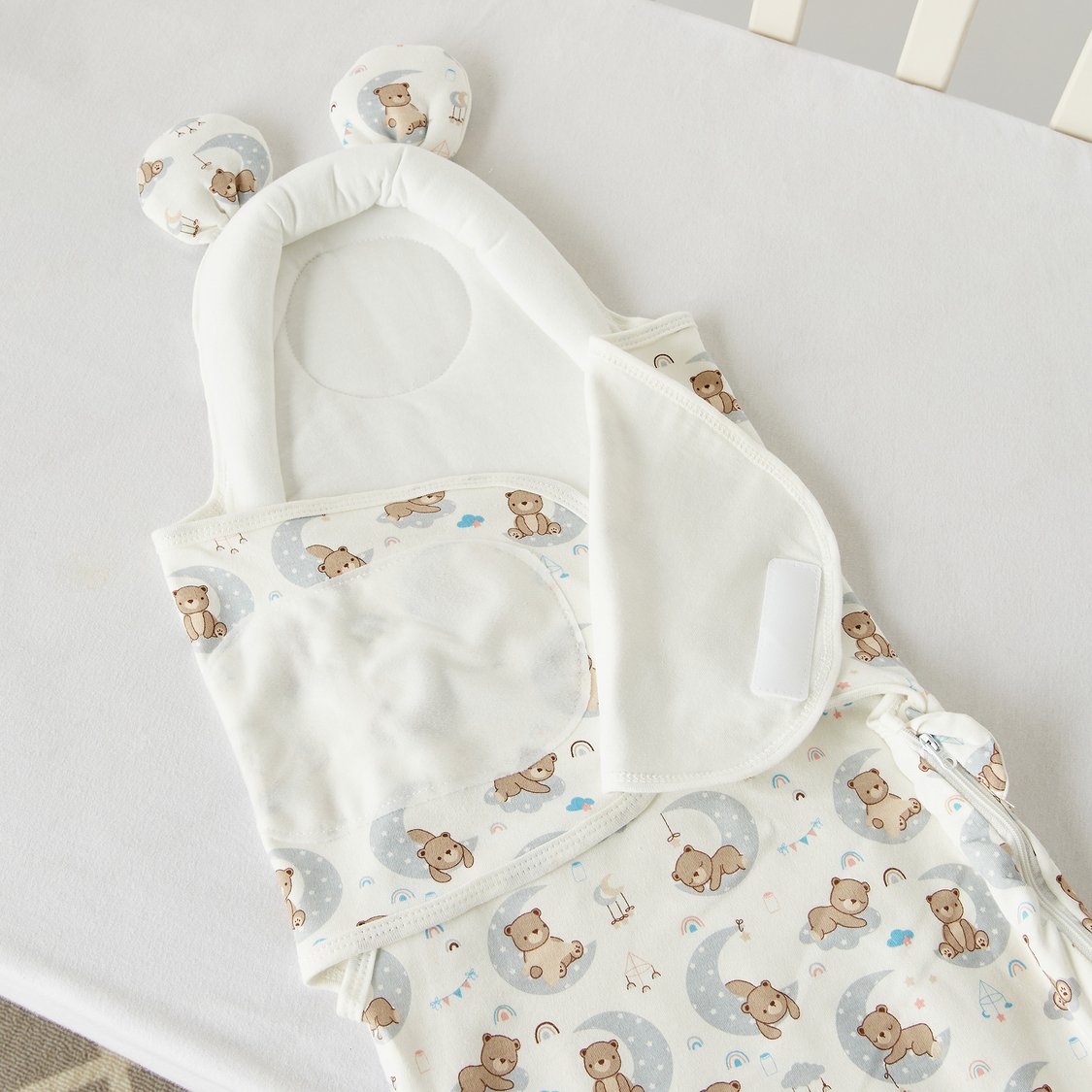 Juniors All-Over Teddy Bear Print Sleeping Bag with Wrap and Pillow