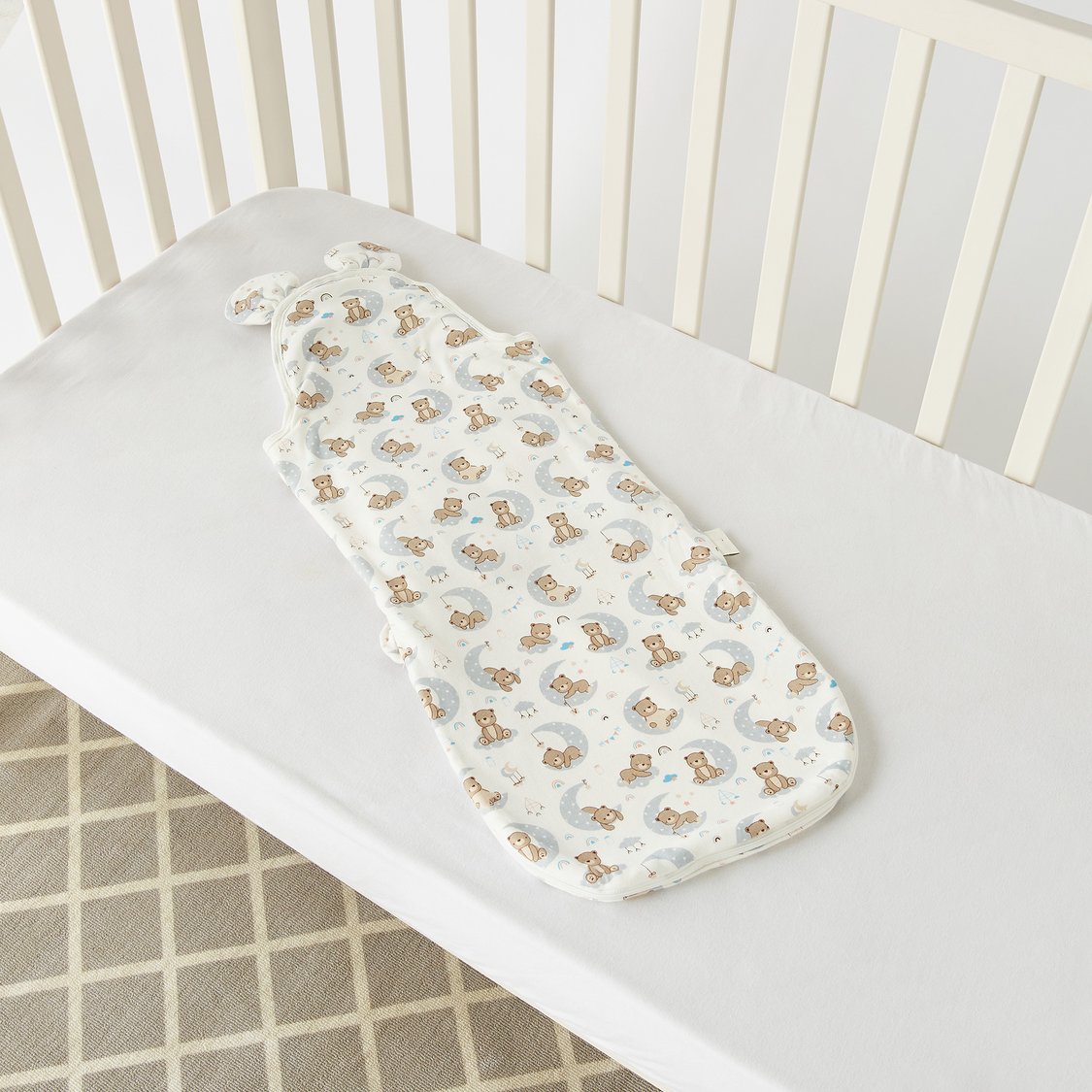 Juniors All-Over Teddy Bear Print Sleeping Bag with Wrap and Pillow