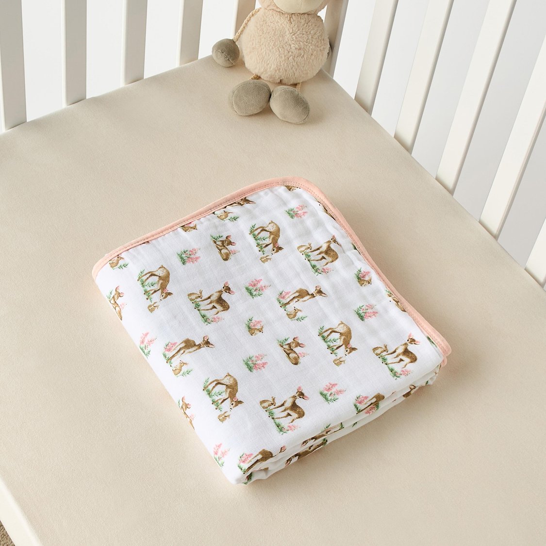 Giggles Deer Friends Bamboo Muslin Swaddle Blanket
