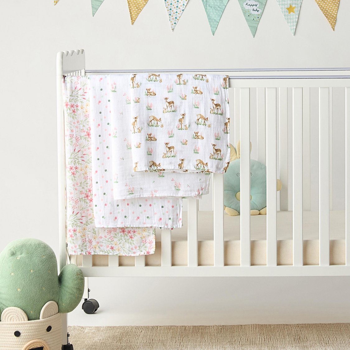 Giggles Deer Friends Bamboo Muslin Swaddle Blanket - Set of 4