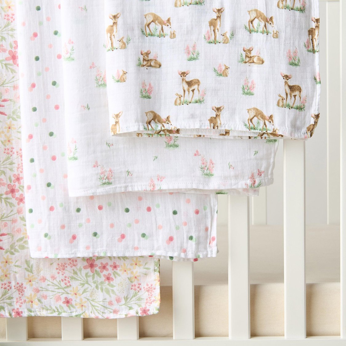 Giggles Deer Friends Bamboo Muslin Swaddle Blanket - Set of 4