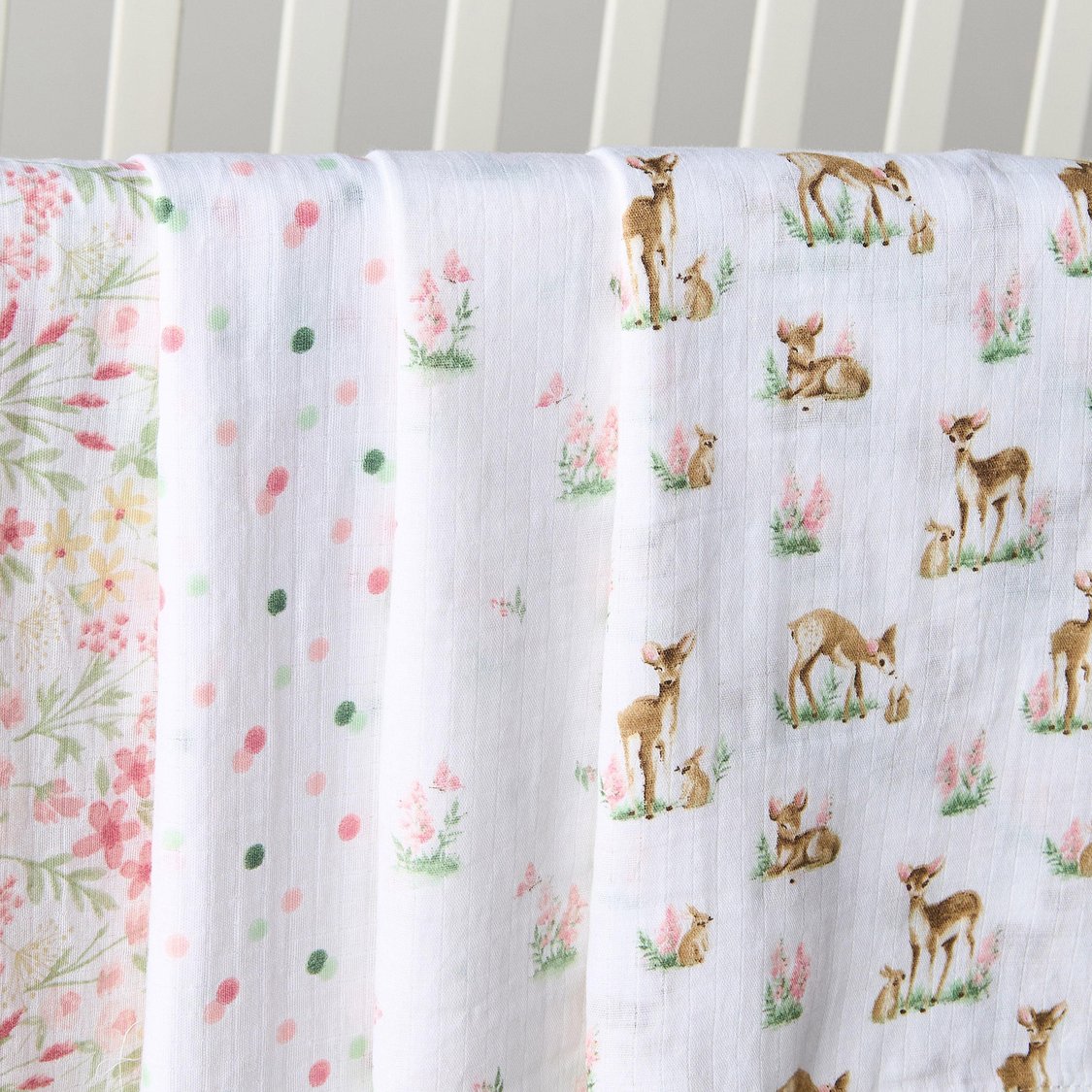 Giggles Deer Friends Bamboo Muslin Swaddle Blanket - Set of 4