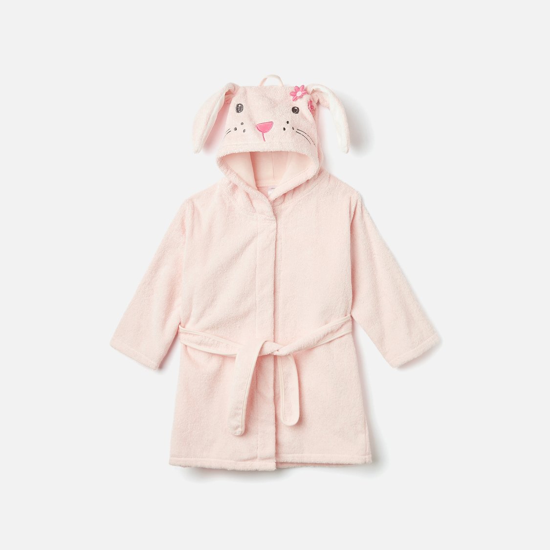 Juniors Bunny Hooded Bath Robe with Tie-Up Belt