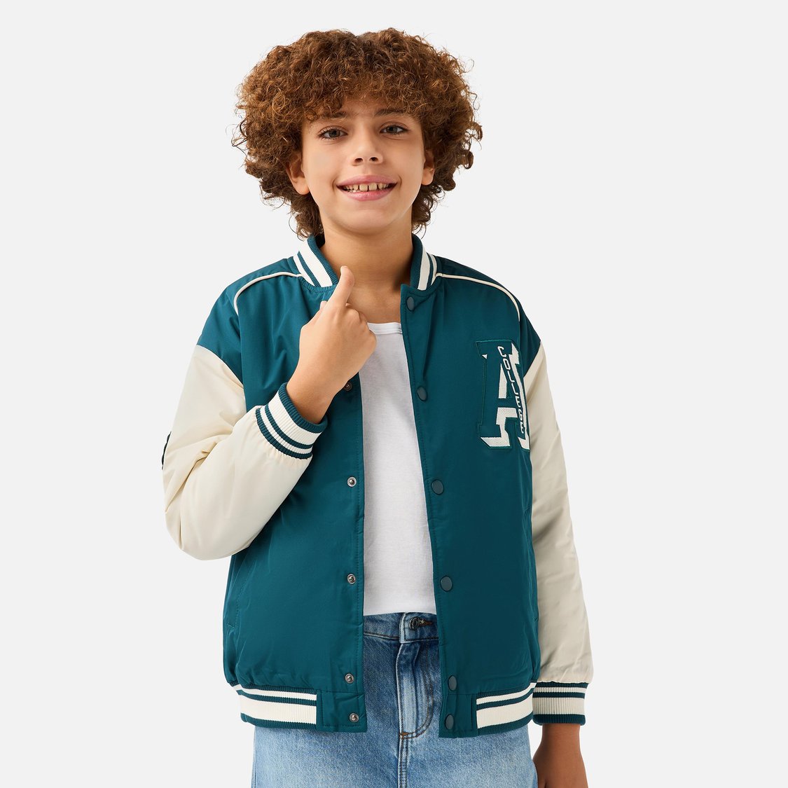 Juniors Colourblock Heavy Jacket with Long Sleeves and Pockets