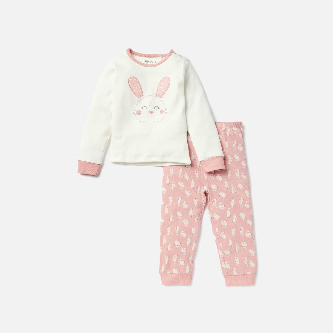 Juniors Bunny Print Long Sleeves T-shirt and Pyjama Set