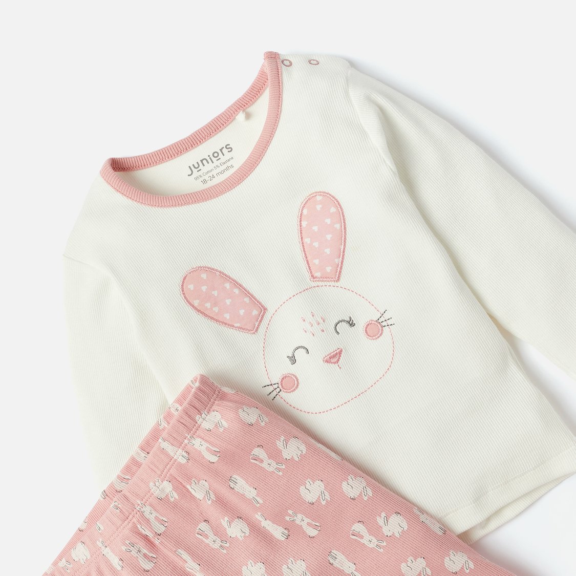 Juniors Bunny Print Long Sleeves T-shirt and Pyjama Set