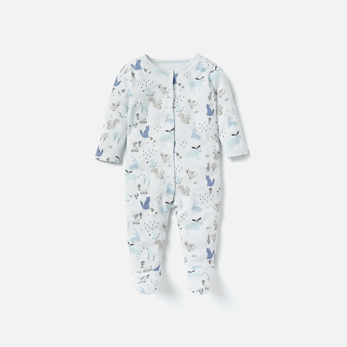 Juniors Fox Print Sleepsuit with Long Sleeves - Set of 3