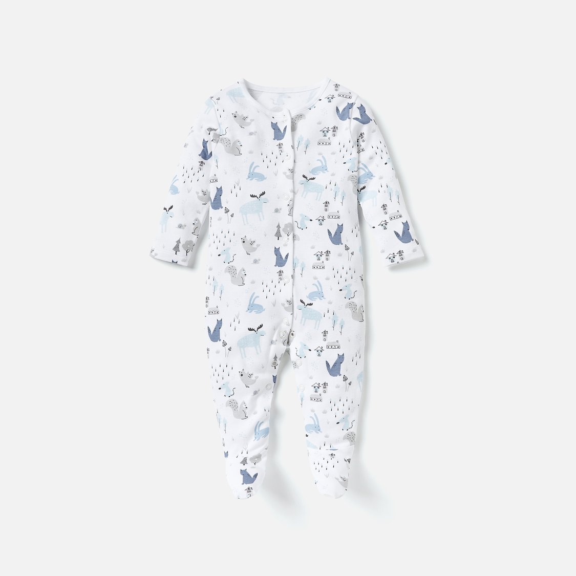 Juniors Fox Print Sleepsuit with Long Sleeves - Set of 3