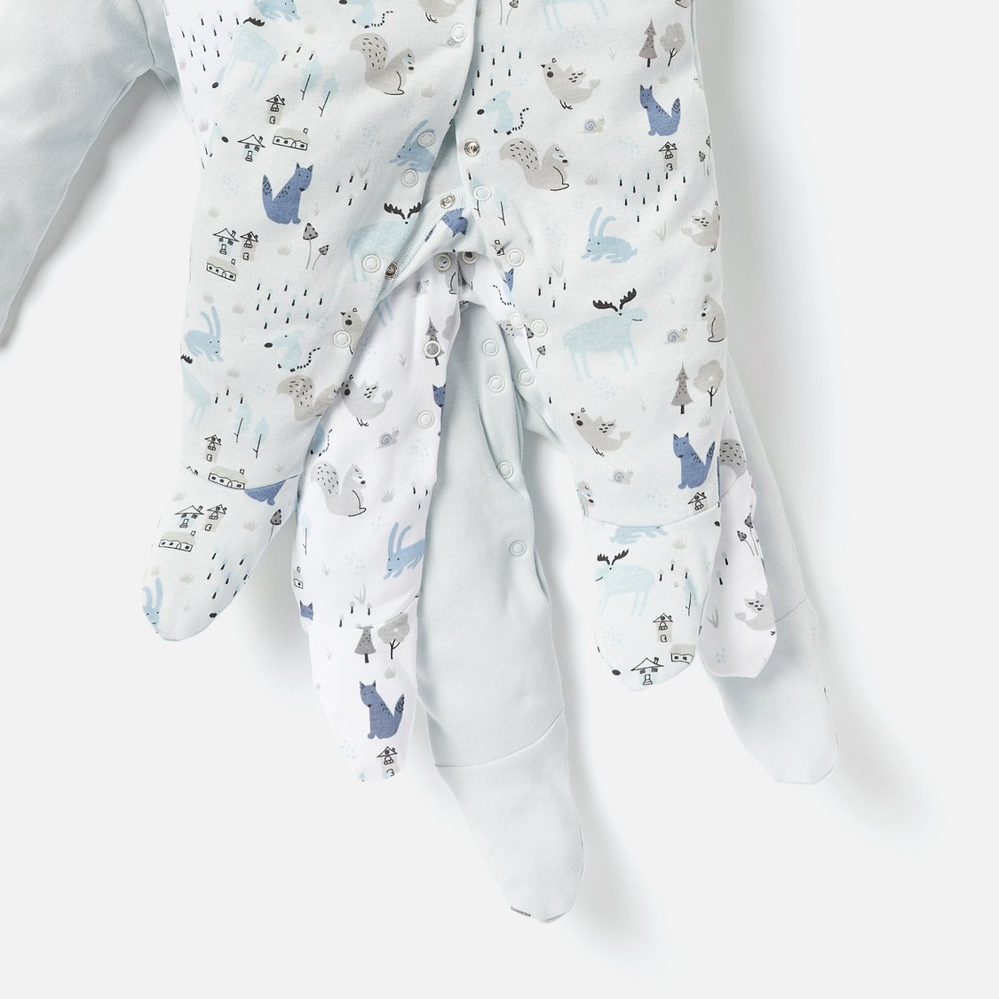 Juniors Fox Print Sleepsuit with Long Sleeves - Set of 3