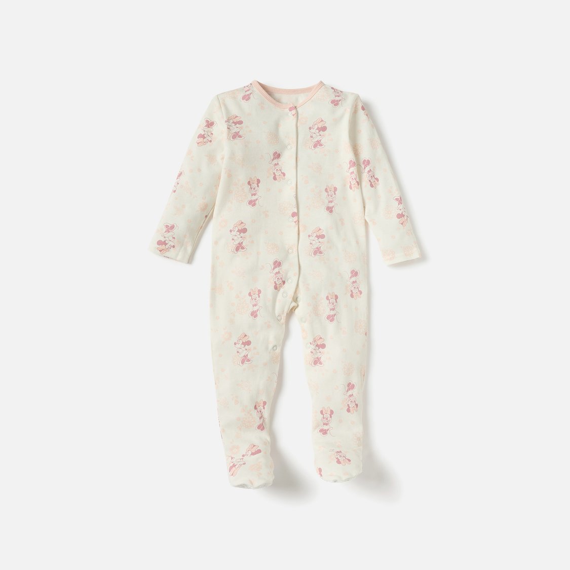 Minnie Mouse Print Footed Sleepsuit with Long Sleeves - Set of 3