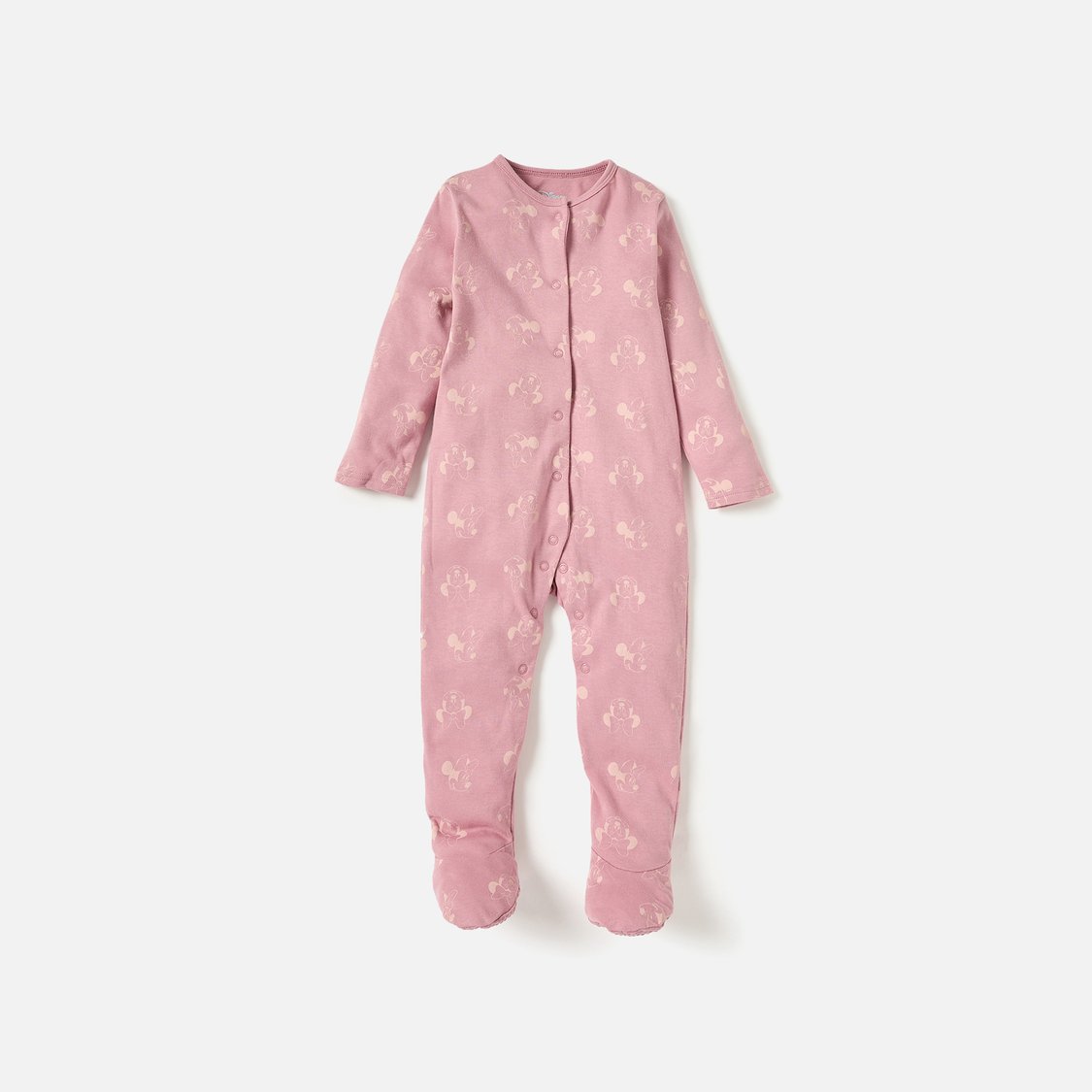 Minnie Mouse Print Footed Sleepsuit with Long Sleeves - Set of 3