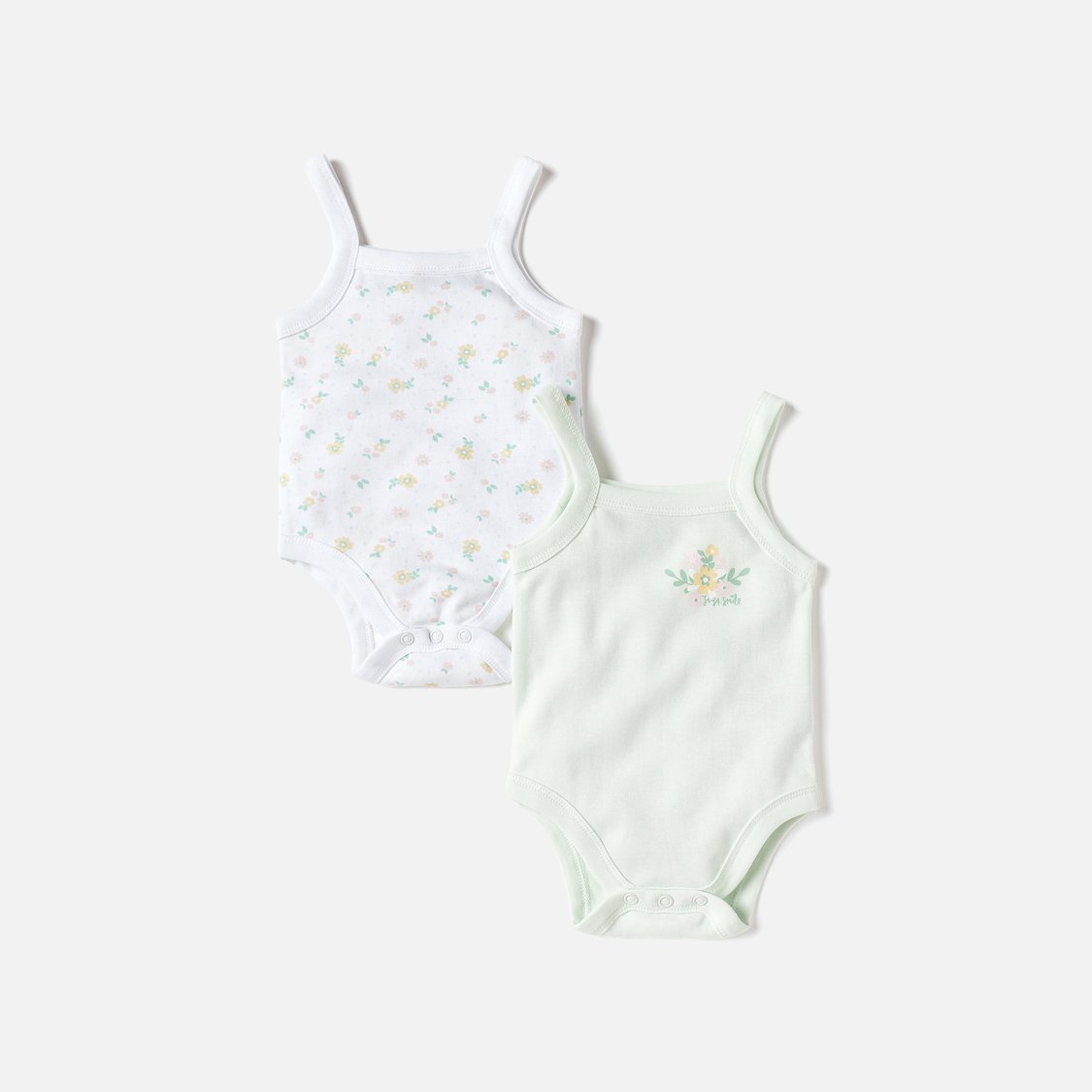 Juniors Floral Print Sleeveless Bodysuit - Set of 2