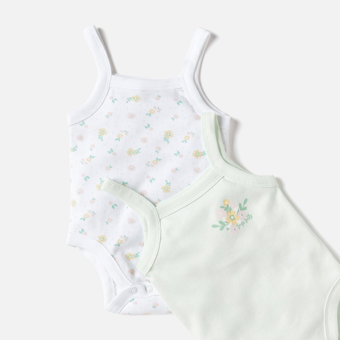 Juniors Floral Print Sleeveless Bodysuit - Set of 2