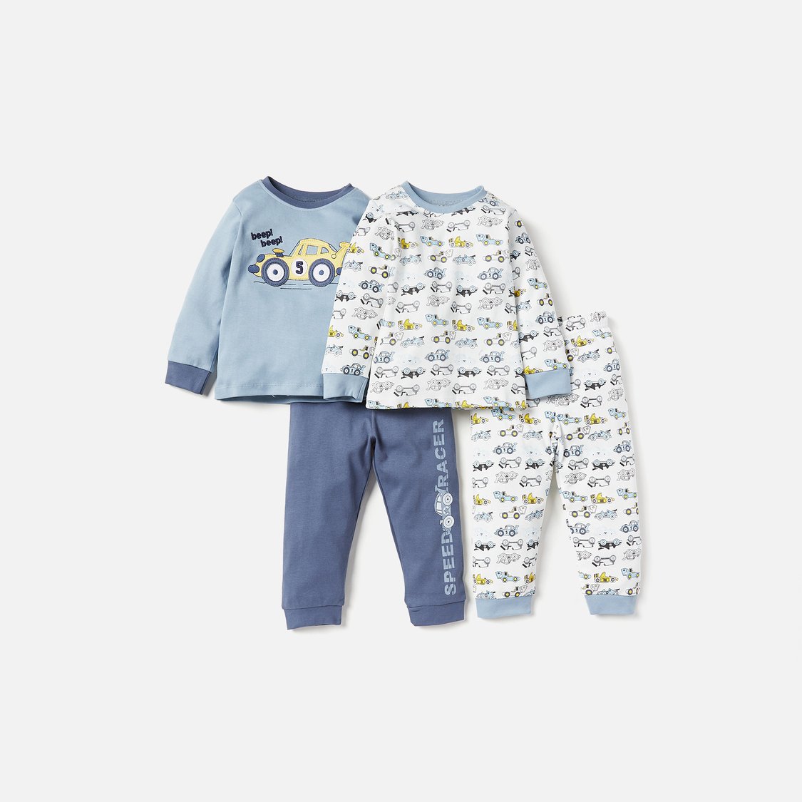 Juniors Car Print Long Sleeves T-shirt and Pyjamas - Set of 2