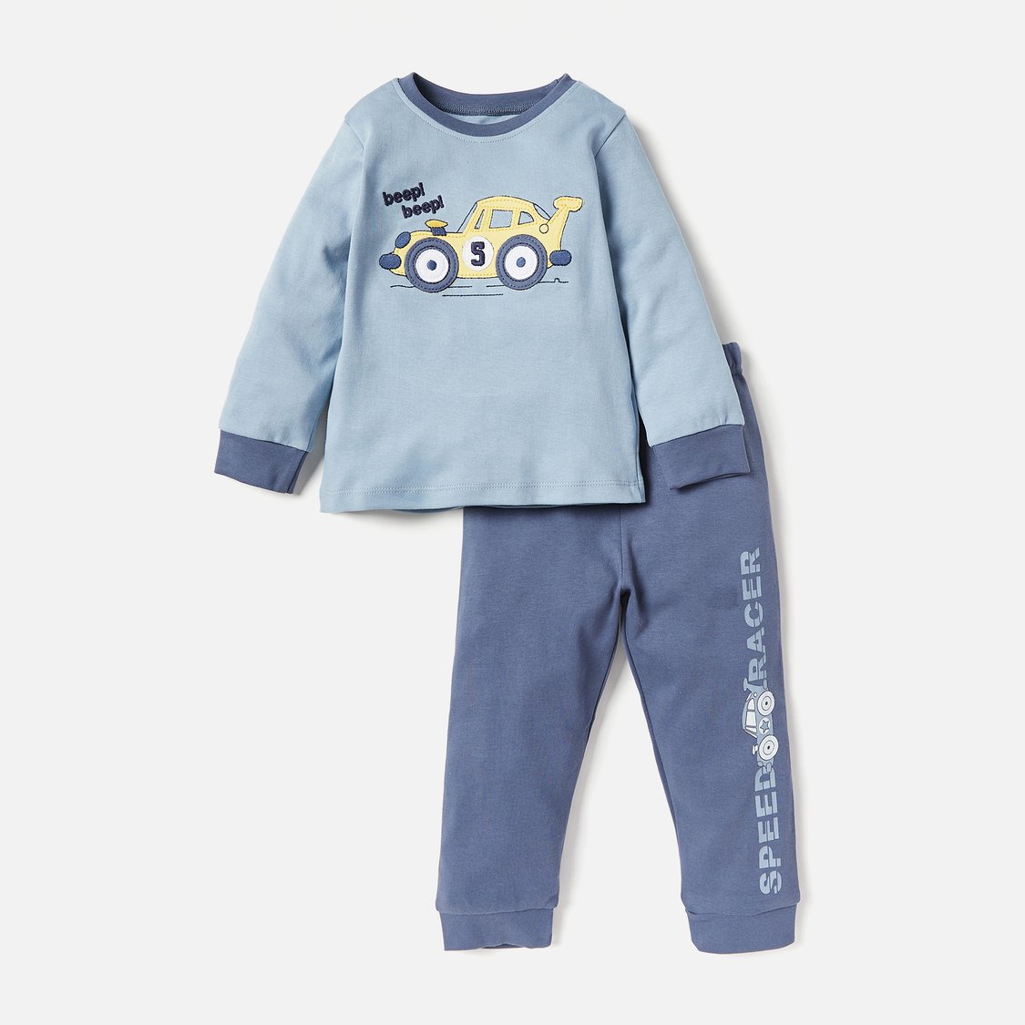 Juniors Car Print Long Sleeves T-shirt and Pyjamas - Set of 2