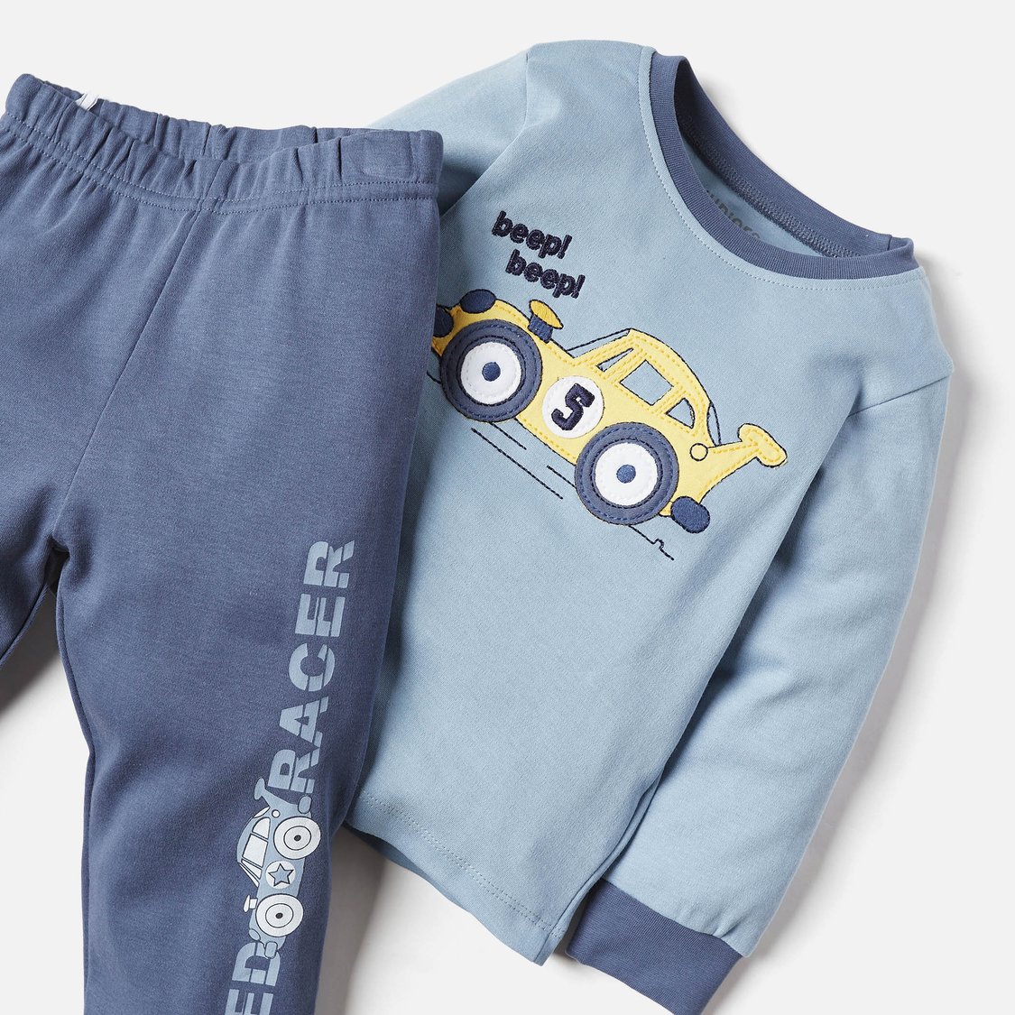 Juniors Car Print Long Sleeves T-shirt and Pyjamas - Set of 2