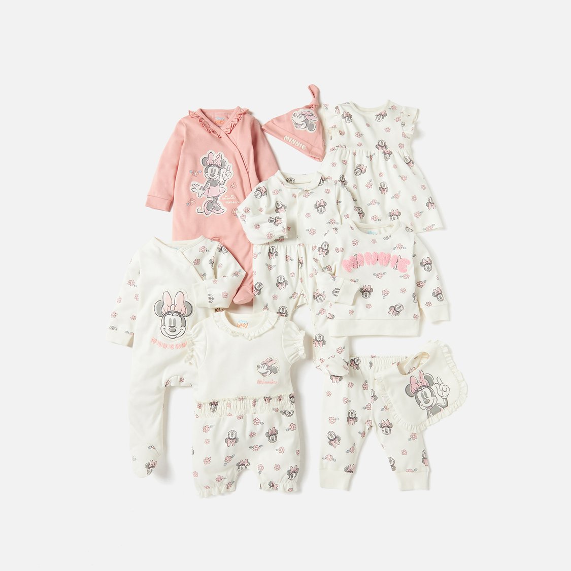 Minnie Mouse Applique Closed Feet Sleepsuit with Long Sleeves