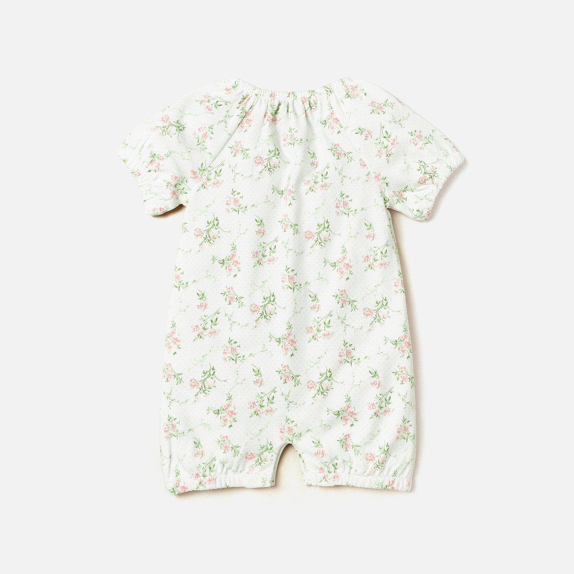 Giggles All-Over Floral Print Romper with Bow Detail