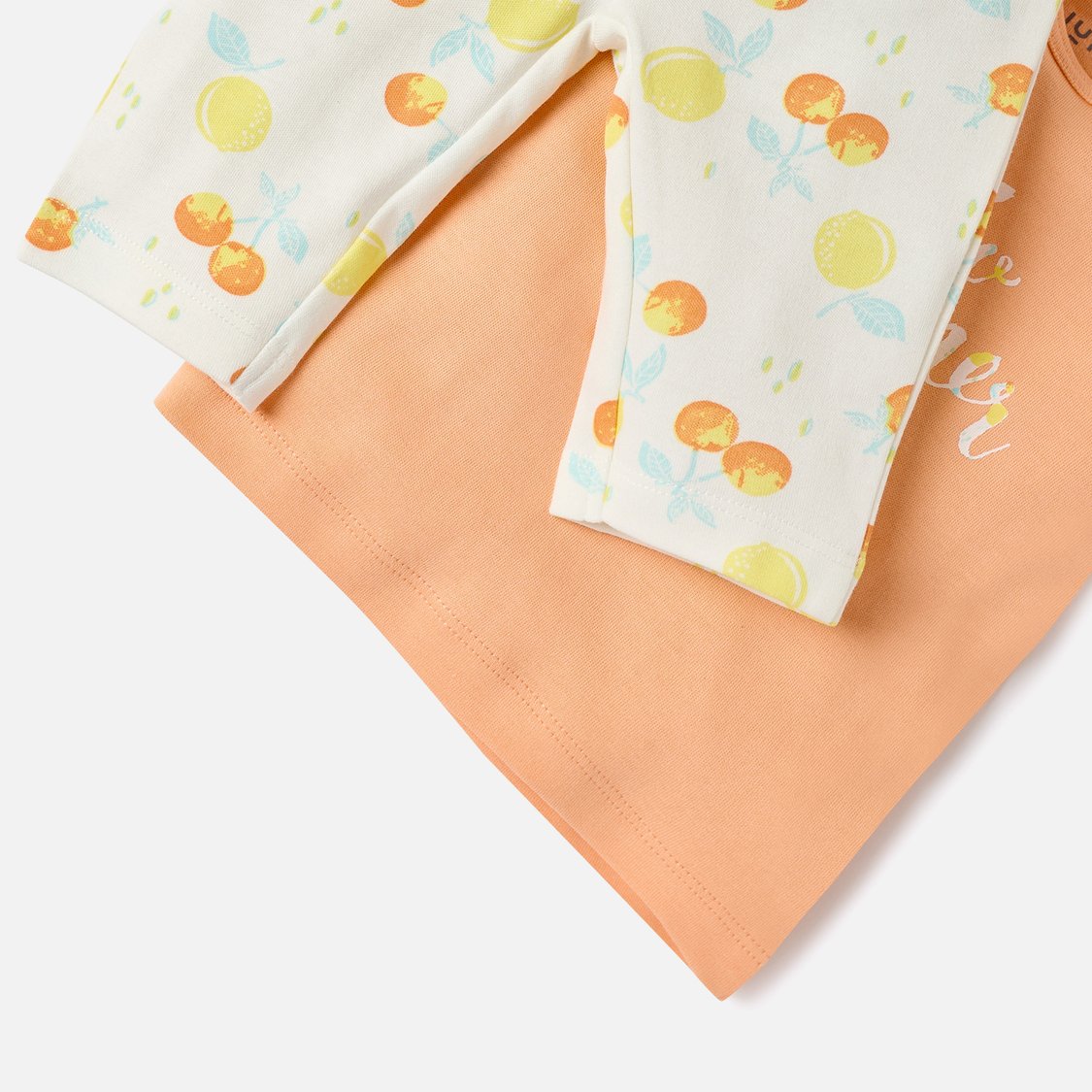 Juniors Fruit Print Ruffle Sleeves T-shirt and Elasticated Pyjama Set