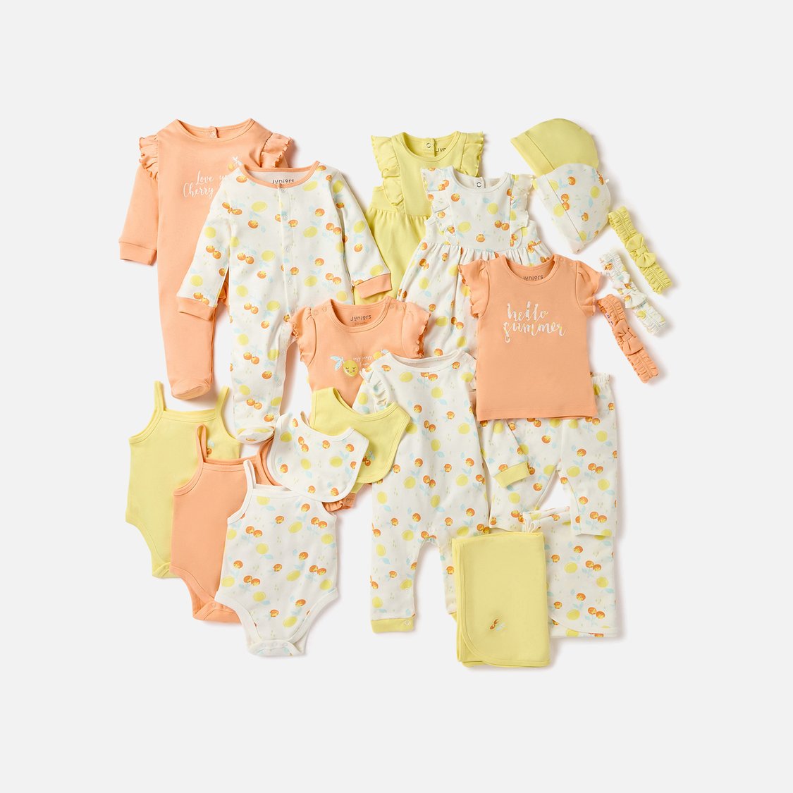 Juniors Fruit Print Ruffle Sleeves T-shirt and Elasticated Pyjama Set